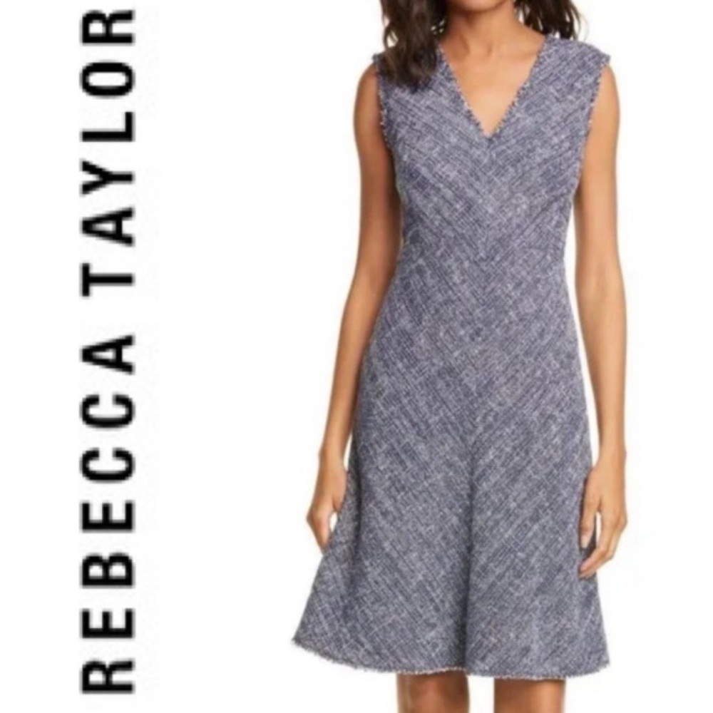 Rebecca Taylor Navy Blue Tweed A-line Dress - Picture 4 of 13